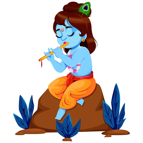Balkrishna Theme Krishna on Rock Transparent Sticker